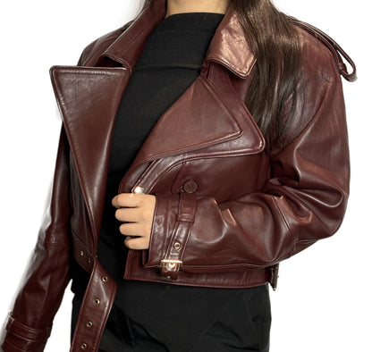 Bordeuax Damen Lederjacke