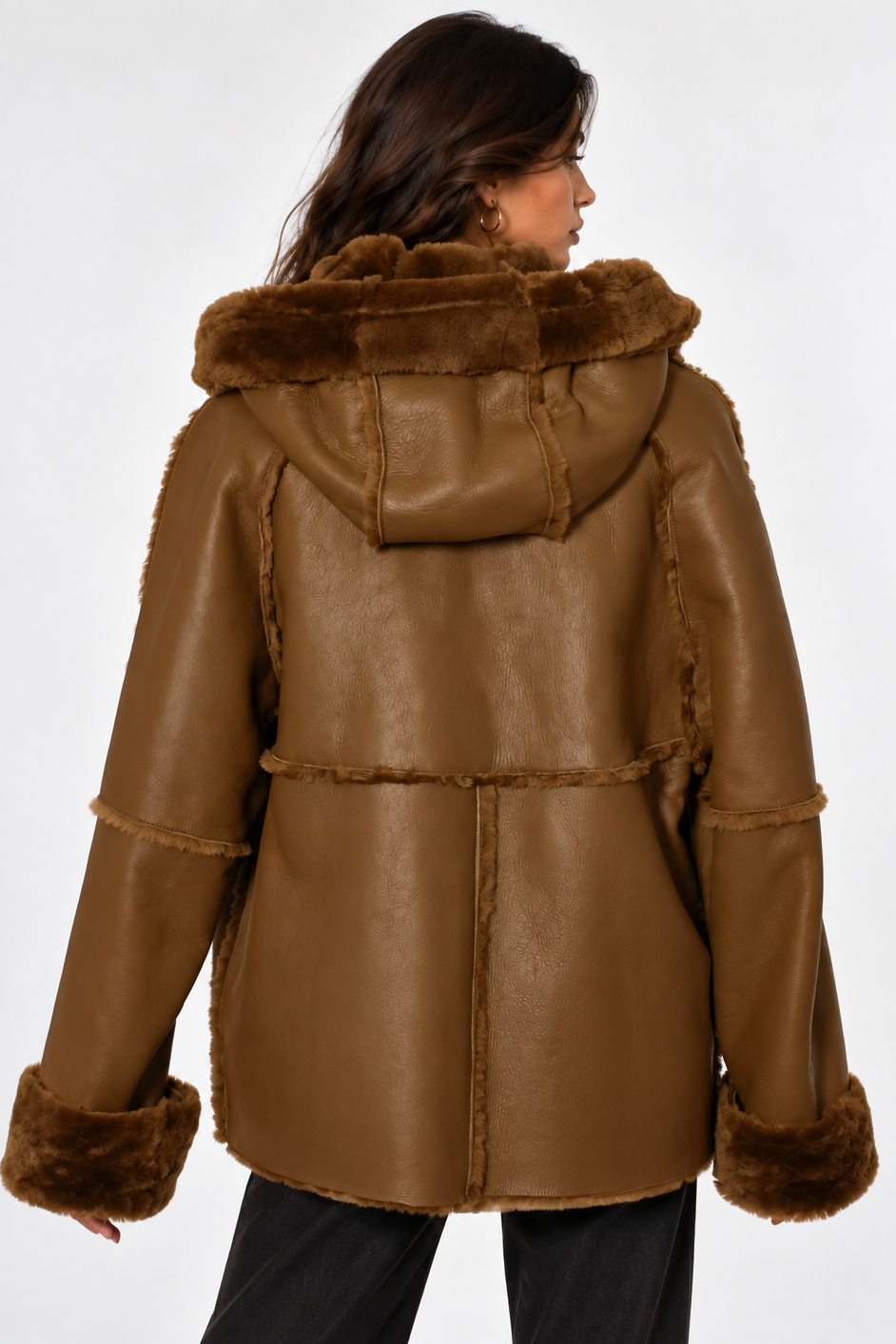 Oversized Damen Lammfell Fliegerjacke – luxuriöse Aviator Jacke