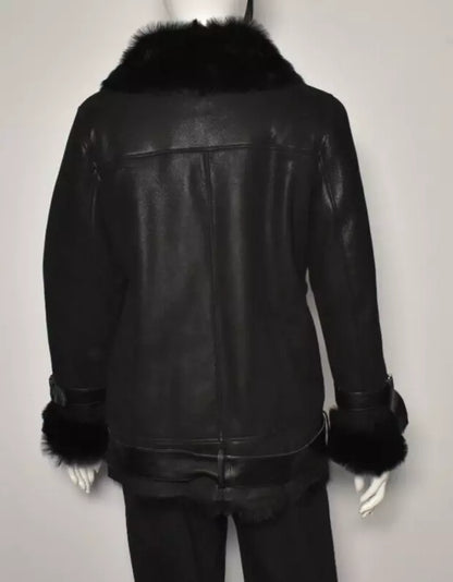 Damen echte Lammfelljacke Fliegerjacke
