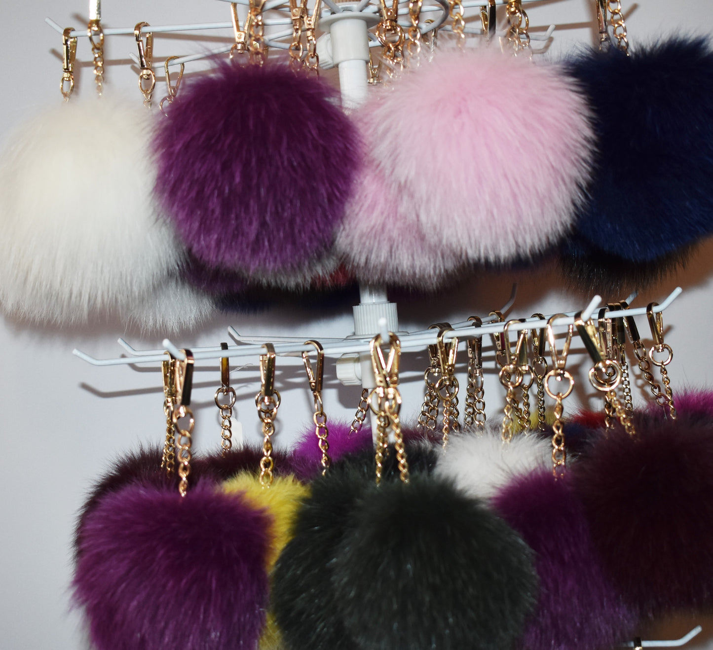 Echtfell Bommel Schlüssel-Taschenanhänger echtes Fuchspelz