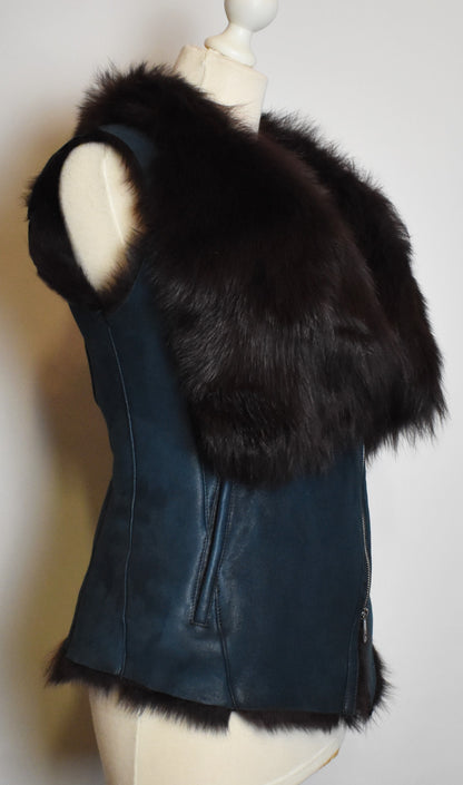 Damen Lammfellweste Winterweste mit Toskana Fell