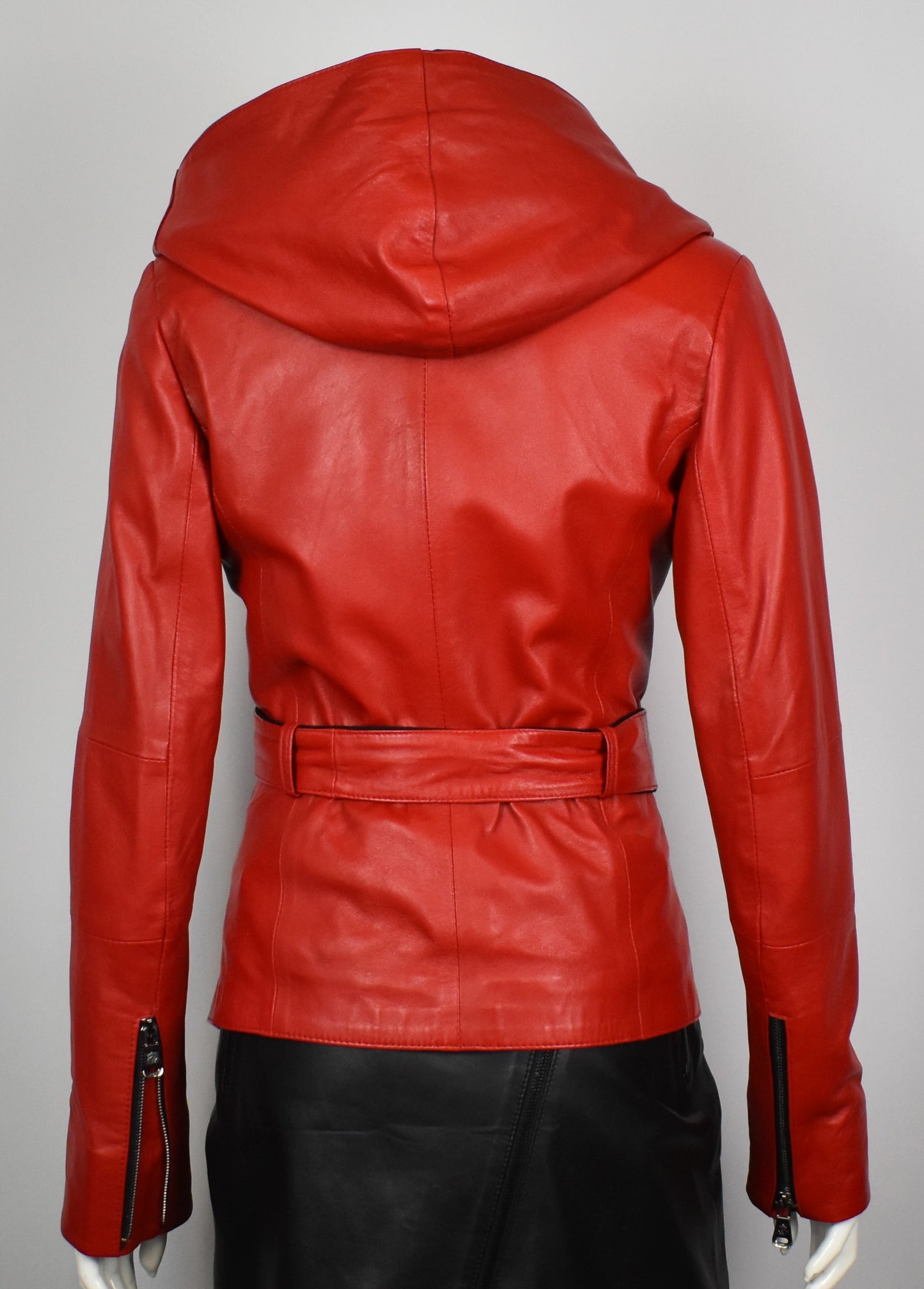 Stylische Damen Lammlederjacke mit Kapuze