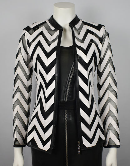 Designer Damen Lederblazer Bluse