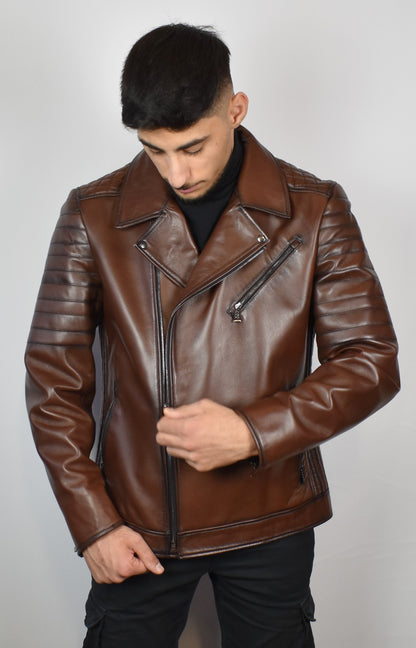Stylische Herren  Lederjacke  Bikerjacke