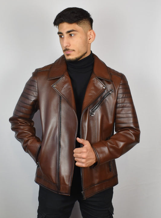 Stylische Herren  Lederjacke  Bikerjacke