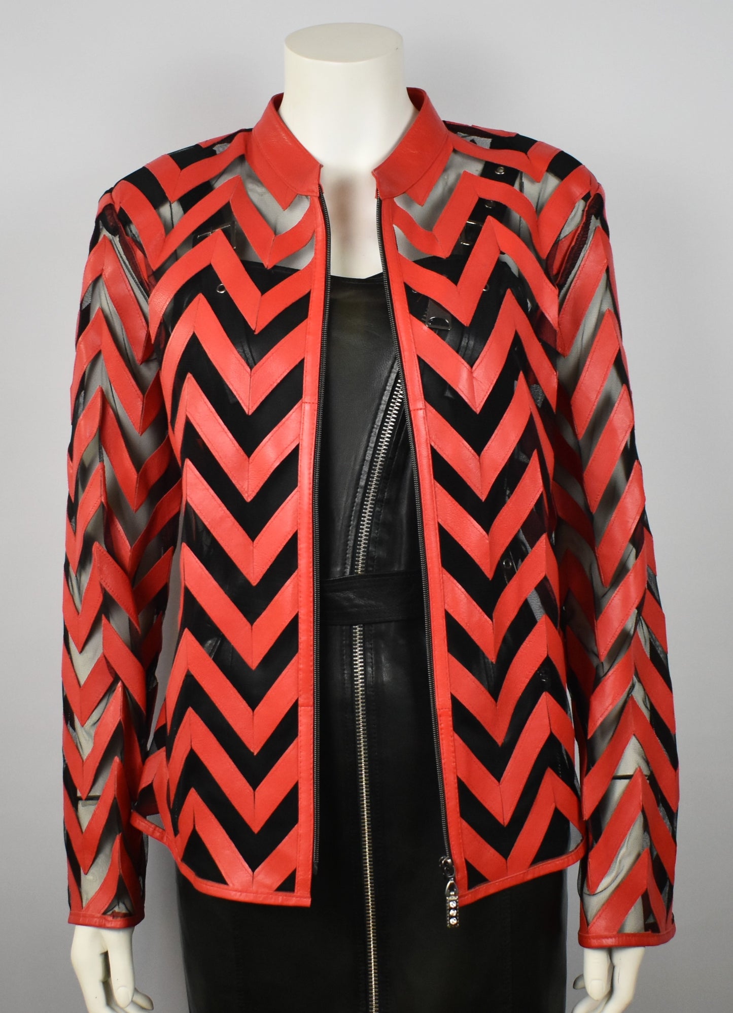 Designer Damen Lederblazer Bluse