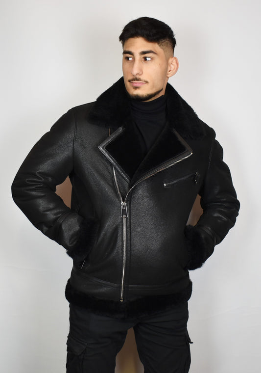Herren Pilotenjacke Fliegerjacke echte Lammfelljacke