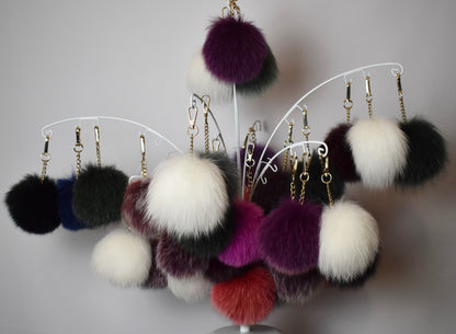 Echtfell Bommel Schlüssel-Taschenanhänger echtes Fuchspelz