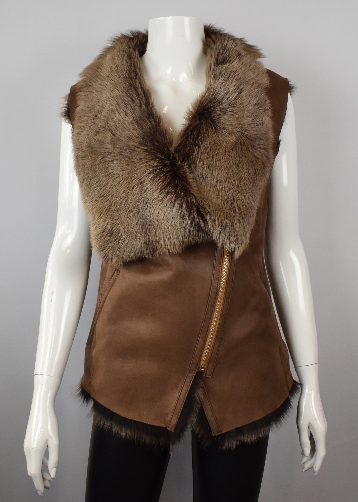 Damen Lammfellweste Winterweste mit Toskana Fell