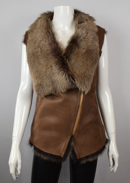 Damen Lammfellweste Winterweste mit Toskana Fell