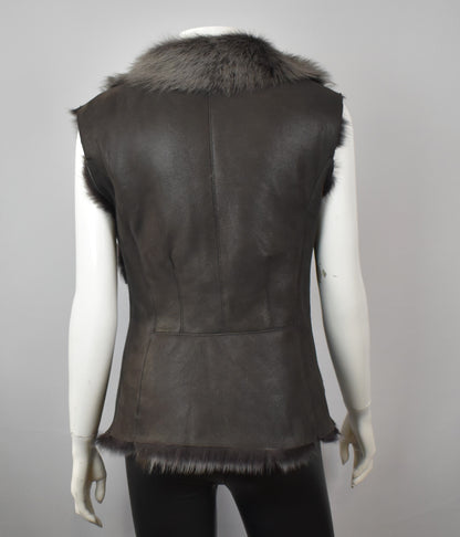 Damen Lammfellweste Winterweste mit Toskana Fell