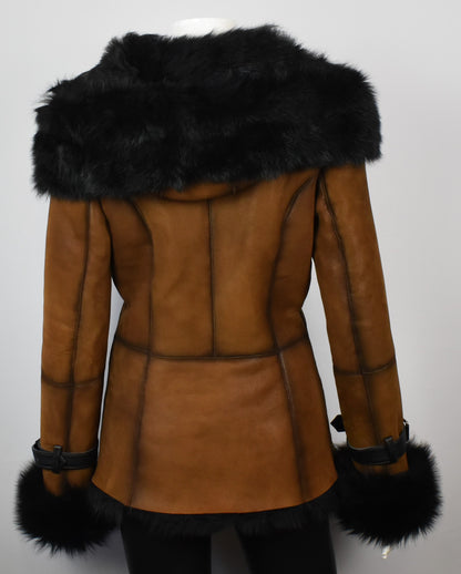Designer Lammfelljacke mit echtem Toskana Fell Kapuze