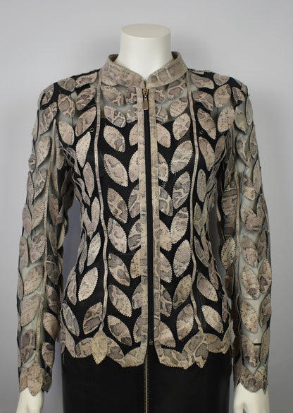 Designer Damen  Lederblazer Bluse