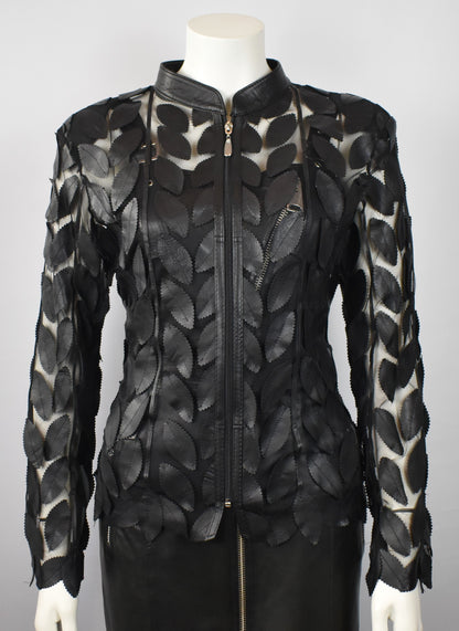 Designer Damen  Lederblazer Bluse