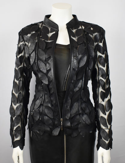 Designer Damen  Lederblazer Bluse