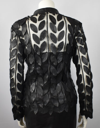 Designer Damen  Lederblazer Bluse